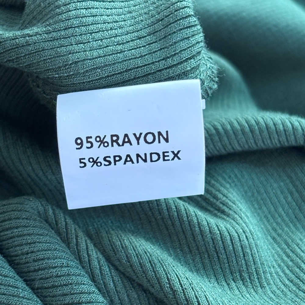 Green Ribbed Twist Front Cutout Midi Dress Size Small Bodycon Vacation - Picture 9 of 14
